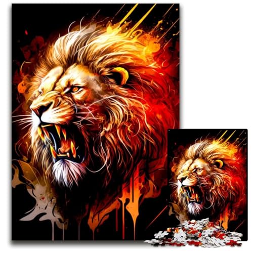 Puzzle 1000 Teile für Erwachsene, Löwe, Holzpuzzle, Denkspiel für Teenager und Familieninteraktion, 26x38cm Puzzle 1000 Teile für Erwachsene, Löwe, Holzpuzzle, Denkspiel für Teenager und Familieninteraktion, 26x38cm von LGSHENG