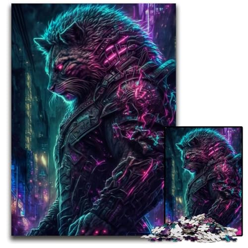 Puzzle 1000 Teile für Erwachsene, Löwe, Mensch, Holzpuzzle, Denksportaufgabe, interaktives Familienspiel, geeignet für Kinder ab 14 Jahren, 26x38cm von LGSHENG