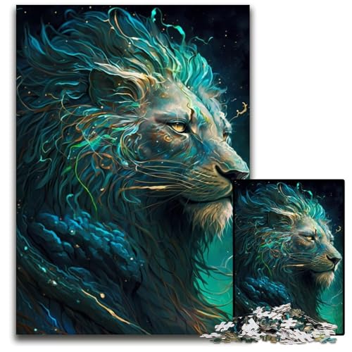 Puzzle 1000 Teile für Erwachsene, Löwe, fantasievolles Puzzle für Erwachsene, Spielgeschenk für Erwachsene, interaktives Familienspiel, Gehirn-Herausforderung, Geschenk, 50x75cm von LGSHENG