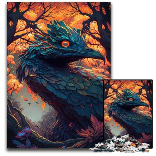 Puzzle 1000 Teile für Erwachsene, Mystisches Straußen-Puzzle aus Holz, Denkspiel, interaktives Familienspiel, geeignet für Kinder ab 14 Jahren, 50x75cm von LGSHENG