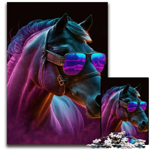 Puzzle 1000 Teile für Erwachsene, Neon Nights Horse, Holzpuzzle, Denkspiel für Teenager und Familieninteraktion, 50x75cm Puzzle 1000 Teile für Erwachsene, Neon Nights Horse, Holzpuzzle, Denkspiel für Teenager und Familieninteraktion, 50x75cm von LGSHENG