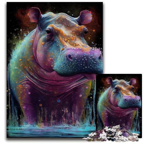 Puzzle 1000 Teile für Erwachsene, Nilpferd-Tuschemalerei, Holzpuzzle, Denkspiel für Teenager und Familieninteraktion, 50x75cm Puzzle 1000 Teile für Erwachsene, Nilpferd-Tuschemalerei, Holzpuzzle, Denkspiel für Teenager und Familieninteraktion, 50x75cm von LGSHENG