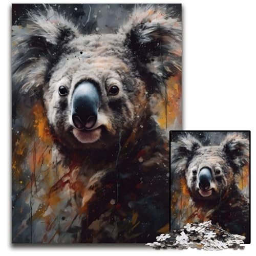 Puzzle 1000 Teile für Erwachsene, Öl-Koala-Porträt, Holzpuzzle, Denkspiel für Teenager und Familieninteraktion, 26x38cm Puzzle 1000 Teile für Erwachsene, Öl-Koala-Porträt, Holzpuzzle, Denkspiel für Teenager und Familieninteraktion, 26x38cm von LGSHENG