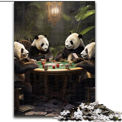 Puzzle 1000 Teile für Erwachsene, Panda Poker, Puzzle für Jugendliche, Familien-Lernspiele, Heimdekoration, Geschenk (Größe: 26x38cm) von LGSHENG