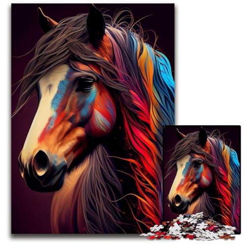 Puzzle 1000 Teile für Erwachsene, Pferd, Popart, Holzpuzzle, Denkspiel, interaktives Familienspiel, geeignet für Kinder ab 14 Jahren, 50x75cm Puzzle 1000 Teile für Erwachsene, Pferd, Popart, Holzpuzzle, Denkspiel, interaktives Familienspiel, geeignet für Kinder ab 14 Jahren, 50x75cm von LGSHENG