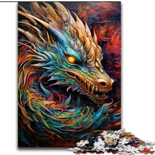 Puzzle 1000 Teile für Erwachsene, Psychedelic Art Dragon Jigsaw, Heimaktivität für Feiertage, Geburtstage und Familienspieleabende (Größe: 26x38cm) von LGSHENG