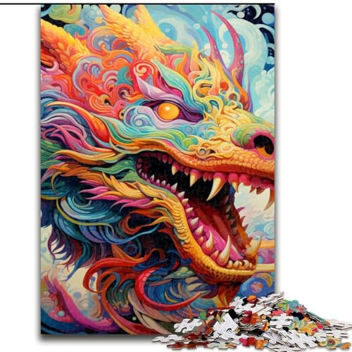 Puzzle 1000 Teile für Erwachsene, Psychedelic Art Dragon Jigsaw, anspruchsvolles Denkspiel für Teenager, Spaß für den Familienspieleabend (Größe: 50x75cm) von LGSHENG