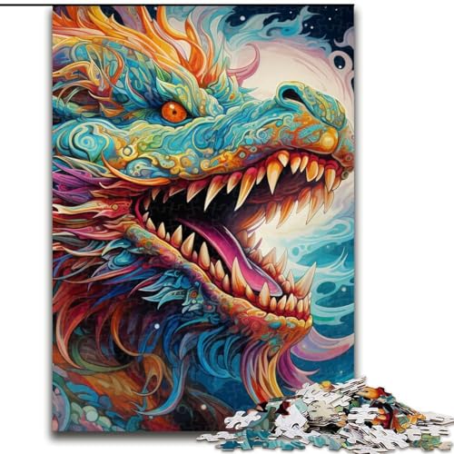 Puzzle 1000 Teile für Erwachsene, Psychedelic Art Dragon Puzzle für Teenager und Familien, perfekte DIY-Dekoration und knifflige Herausforderung (Größe: 26x38cm) von LGSHENG