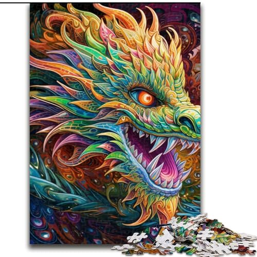 Puzzle 1000 Teile für Erwachsene, Psychedelic Art Dragon Puzzle für die Inneneinrichtung, ideales Weihnachts- und Neujahrsgeschenk für Teenager (Größe: 26x38cm) von LGSHENG