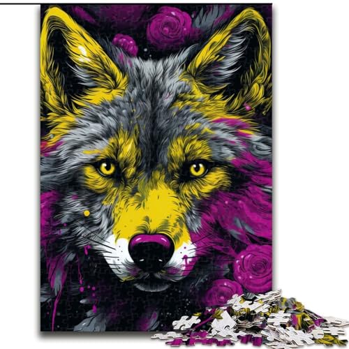 Puzzle 1000 Teile für Erwachsene, Psychedelic Art Wolf, Puzzle, Spiel für Erwachsene, Geschenk, Familien-Interaktives Spiel, Gehirn-Herausforderung, Geschenk (Größe: 26x38cm) von LGSHENG