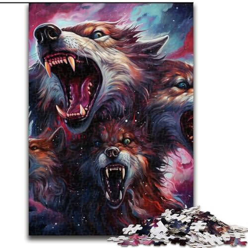 Puzzle 1000 Teile für Erwachsene, Psychedelic Art Wolf Puzzle für Teenager, Familienspieleabend, hirnfordernde Geschenkidee (Größe: 26x38cm) von LGSHENG