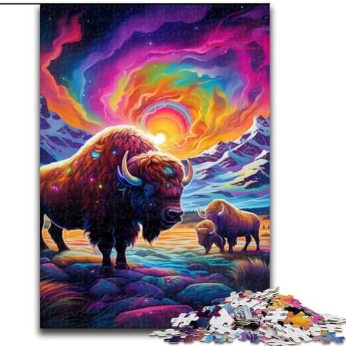 Puzzle 1000 Teile für Erwachsene, Psychedelic Buffalo Puzzle, pädagogisches Denkspiel, künstlerische Heim- und Bürodekoration, ab 14 Jahren (Größe: 50x75cm) von LGSHENG
