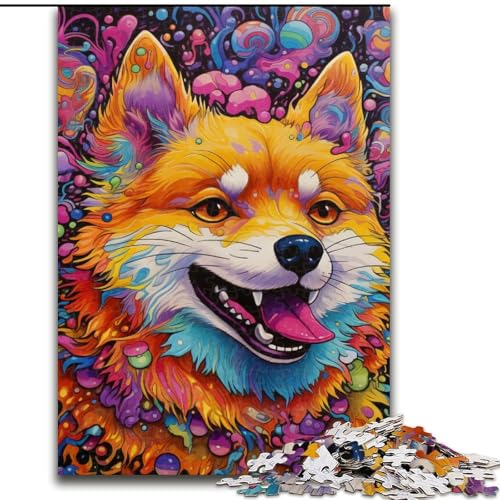 Puzzle 1000 Teile für Erwachsene, Psychedelic Corgi, Puzzle für Jugendliche, Familien-Lernspiele, Heimdekoration, Geschenk (Größe: 50x75cm) von LGSHENG