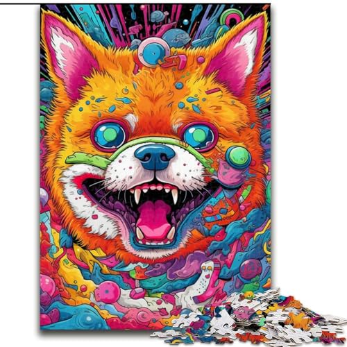 Puzzle 1000 Teile für Erwachsene, Psychedelic Corgi Puzzle, Familie und Freunde, geeignet für Kinder ab 14 Jahren (Größe: 26x38cm) von LGSHENG