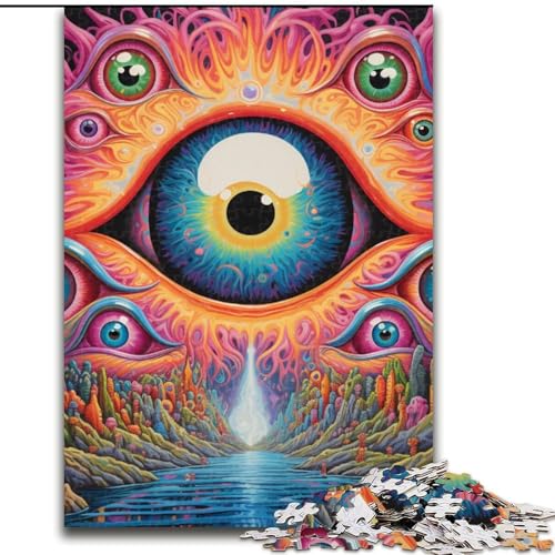 Puzzle 1000 Teile für Erwachsene, Psychedelic Eyes Puzzle, pädagogisches Denkspiel, künstlerische Heim- und Bürodekoration, ab 14 Jahren (Größe: 50x75cm) von LGSHENG