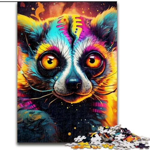 Puzzle 1000 Teile für Erwachsene, Psychedelic Lemur, Puzzle für Jugendliche, Familien-Lernspiele, Heimdekoration, Geschenk (Größe: 26x38cm) von LGSHENG