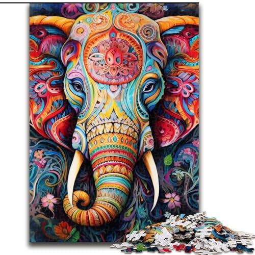 Puzzle 1000 Teile für Erwachsene, Psychedelischer Elefant, Puzzle für Jugendliche, Familien-Lernspiele, Heimdekoration, Geschenk (Größe: 50x75cm) von LGSHENG