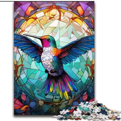 Puzzle 1000 Teile für Erwachsene, Psychedelischer Kolibri, Puzzle für Jugendliche, Familien-Lernspiele, Heimdekoration, Geschenk (Größe: 26x38cm) von LGSHENG