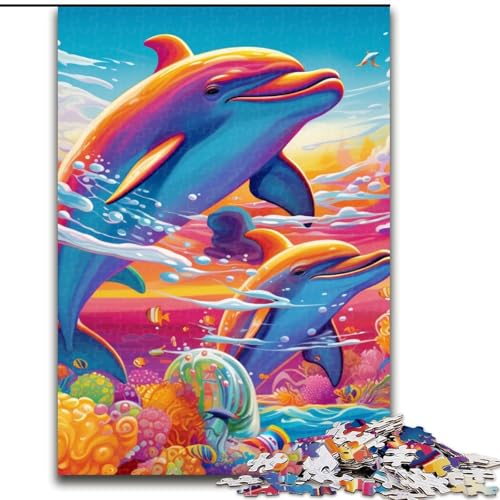 Puzzle 1000 Teile für Erwachsene, Psychedelisches Delfin-Puzzle, DIY-Dekoration, Gehirn-Herausforderung, für Erwachsene, Familie, (Größe: 50x75cm) von LGSHENG