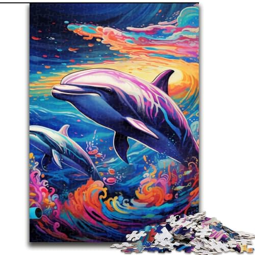 Puzzle 1000 Teile für Erwachsene, Psychedelisches Delfin-Puzzle, Familie und Freunde, geeignet für Kinder ab 14 Jahren (Größe: 50x75cm) von LGSHENG