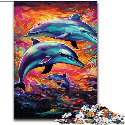 Puzzle 1000 Teile für Erwachsene, Psychedelisches Delfin-Puzzle für Teenager und Familien, perfekte DIY-Dekoration und knifflige Herausforderung (Größe: 26x38cm) von LGSHENG