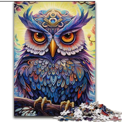 Puzzle 1000 Teile für Erwachsene, Psychedelisches Eulen-Puzzle, Teenager, Paare und Freunde zum Geburtstag, zu Weihnachten (Größe: 50x75cm) von LGSHENG