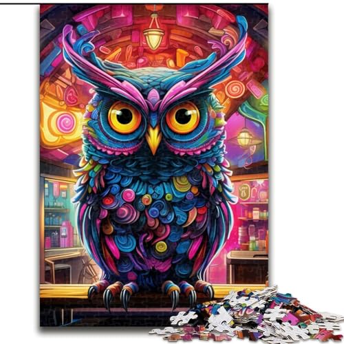 Puzzle 1000 Teile für Erwachsene, Psychedelisches Eulen-Puzzle, anspruchsvolles Denkspiel für Teenager, Spaß für den Spieleabend mit der Familie (Größe: 26x38cm) von LGSHENG