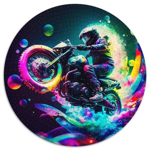 Puzzle 1000 Teile für Erwachsene, Psychedelisches Motorrad, rund, Papppuzzle, anspruchsvolles Denkspiel, Familienaktivität, Heimdekoration, 67,5 x 67,5 cm Puzzle 1000 Teile für Erwachsene, Psychedelisches Motorrad, rund, Papppuzzle, anspruchsvolles Denkspiel, Familienaktivität, Heimdekoration, 67,5 x 67,5 cm von LGSHENG