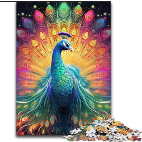 Puzzle 1000 Teile für Erwachsene, Psychedelisches Pfauenpuzzle, perfekt für Teenager und Familienspaß, Geburtstage (Größe: 50x75cm) von LGSHENG
