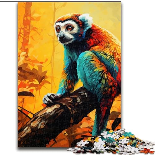 Puzzle 1000 Teile für Erwachsene, Psychedelisches Tier-Lemur-Puzzle, perfekt für Teenager, Familienzusammenhalt, Denksportaufgabe und DIY-Geschenk zur Heimdekoration (Größe: 50x75cm) von LGSHENG