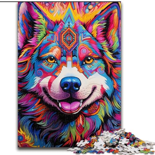 Puzzle 1000 Teile für Erwachsene, Psychedelisches Wolf-Puzzle, perfekt für Teenager, Familienzusammenhalt, Denksportaufgabe und DIY-Geschenk zur Heimdekoration (Größe: 26x38cm) von LGSHENG