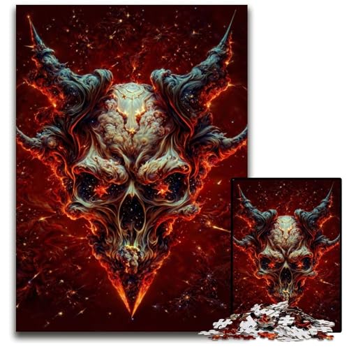 Puzzle 1000 Teile für Erwachsene, Roter Vampirschädel, Holzpuzzle, Denkspiel, Interaktives Familienspiel, Geeignet für Kinder ab 14 Jahren, 50x75cm von LGSHENG