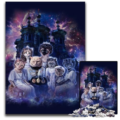 Puzzle 1000 Teile für Erwachsene, Royal Cats, Holzpuzzle, interaktives Familienspiel, Bastelgeschenk mit farbenfrohen Kunstwerken, 50x75cm Puzzle 1000 Teile für Erwachsene, Royal Cats, Holzpuzzle, interaktives Familienspiel, Bastelgeschenk mit farbenfrohen Kunstwerken, 50x75cm von LGSHENG