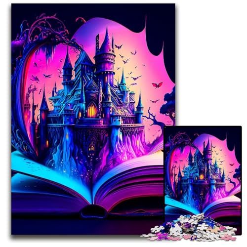Puzzle 1000 Teile für Erwachsene, Schloss im Buch, Holzpuzzle, Denkspiel, interaktives Familienspiel, geeignet für Kinder ab 14 Jahren, 50x75cm von LGSHENG