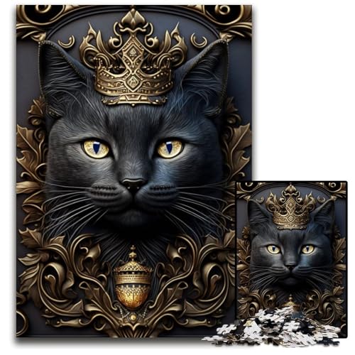 Puzzle 1000 Teile für Erwachsene, Schwarze Katze, goldenes Art-Deco-Puzzle aus Pappe, ideal für Verliebte, perfektes Weihnachts-, Neujahrs- oder Valentinstagsgeschenk, 26x38cm Puzzle 1000 Teile für Erwachsene, Schwarze Katze, goldenes Art-Deco-Puzzle aus Pappe, ideal für Verliebte, perfektes Weihnachts-, Neujahrs- oder Valentinstagsgeschenk, 26x38cm von LGSHENG