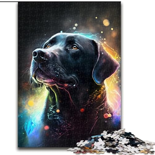 Puzzle 1000 Teile für Erwachsene, Schwarzer Golden Retriever, Puzzle, Spiel für Erwachsene, Geschenk, Familien-Interaktives Spiel, Gehirn-Herausforderung, Geschenk (Größe: 50x75cm) von LGSHENG