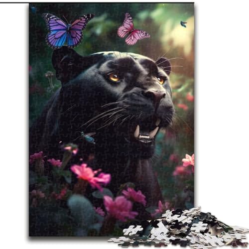 Puzzle 1000 Teile für Erwachsene, Schwarzer Panther, Schmetterlinge, Puzzle, Spiel für Erwachsene, Geschenk, Familien-Interaktives Spiel, Gehirn-Herausforderung, Geschenk (Größe: 50x75cm) von LGSHENG