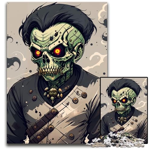 Puzzle 1000 Teile für Erwachsene, Schwarzer Zombie, Holzpuzzle, interaktives Familienspiel, Bastelgeschenk mit farbenfrohen Kunstwerken, 50x75cm von LGSHENG