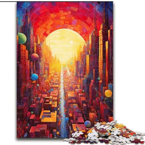 Puzzle 1000 Teile für Erwachsene, Stadtbild, buntes Regenbogen-Puzzle für Teenager und Familien, perfekte DIY-Dekoration und knifflige Herausforderung (Größe: 50x75cm) von LGSHENG