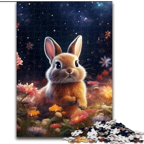 Puzzle 1000 Teile für Erwachsene, Sternenblumen-Kaninchen-Puzzle, anspruchsvolle DIY-Kunst für Enthusiasten, Entspannung (Größe: 26x38cm) von LGSHENG