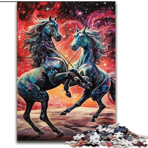 Puzzle 1000 Teile für Erwachsene, Sternenhimmel-Pferd, interaktives Familienspiel, ideal für Teenager, Denksport-Geschenk (Größe: 26x38cm) von LGSHENG