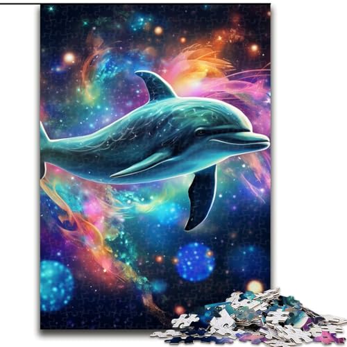 Puzzle 1000 Teile für Erwachsene, Sternennacht-Delfin-Puzzle, Heimaktivität für Feiertage, Geburtstage und Familienspieleabende (Größe: 26x38cm) von LGSHENG