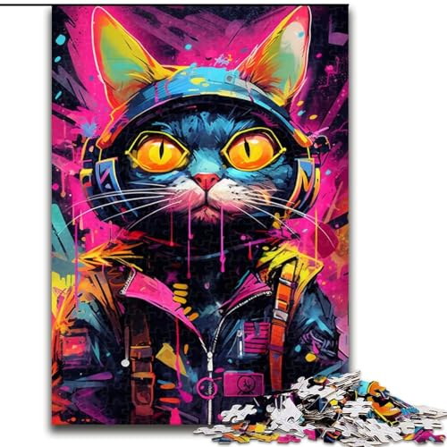 Puzzle 1000 Teile für Erwachsene, Techno-Cat-Puzzle, pädagogisches Denkspiel, künstlerische Heim- und Bürodekoration, ab 14 Jahren (Größe: 50x75cm) von LGSHENG