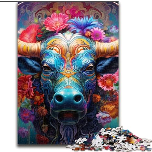Puzzle 1000 Teile für Erwachsene, Tier-Büffel-Puzzle, pädagogisches Denkspiel, künstlerische Heim- und Bürodekoration, ab 14 Jahren (Größe: 26x38cm) von LGSHENG