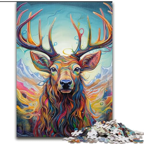 Puzzle 1000 Teile für Erwachsene, Tier-Elch-Puzzle, pädagogisches Denkspiel, künstlerische Heim- und Bürodekoration, ab 14 Jahren (Größe: 26x38cm) von LGSHENG