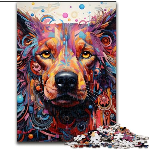Puzzle 1000 Teile für Erwachsene, Tier-Puzzle mit bunten Hunden, für Teenager, Spieleabend mit der Familie, hirnfordernde Geschenkidee (Größe: 26x38cm) von LGSHENG