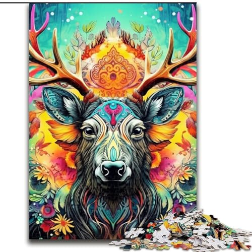 Puzzle 1000 Teile für Erwachsene, Tier-Rentier-Puzzle für Teenager, Familienspielabend, hirnfordernde Geschenkidee (Größe: 26x38cm) von LGSHENG