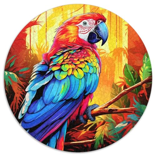 Puzzle 1000 Teile für Erwachsene, Tiere, Vögel, Papageien, runde Papppuzzles, perfektes Weihnachts- und Neujahrsgeschenk, Feiertagsgeschenk (67,5 x 67,5 cm) von LGSHENG