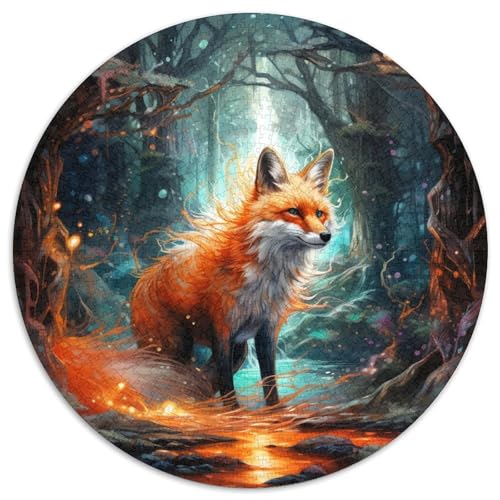 Puzzle 1000 Teile für Erwachsene, Tierfüchse, rund, Papierpuzzle, Geburtstage, Weihnachten, Halloween, Thanksgiving, Ostern (67,5 x 67,5 cm) von LGSHENG