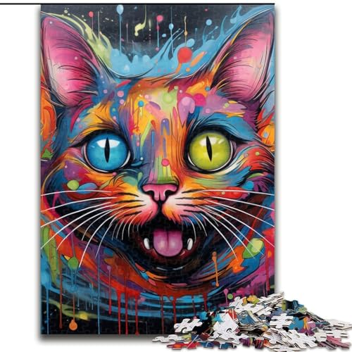 Puzzle 1000 Teile für Erwachsene, Tierkatzen, Puzzle für Jugendliche, Familien-Lernspiele, Heimdekoration, Geschenk (Größe: 26x38cm) von LGSHENG